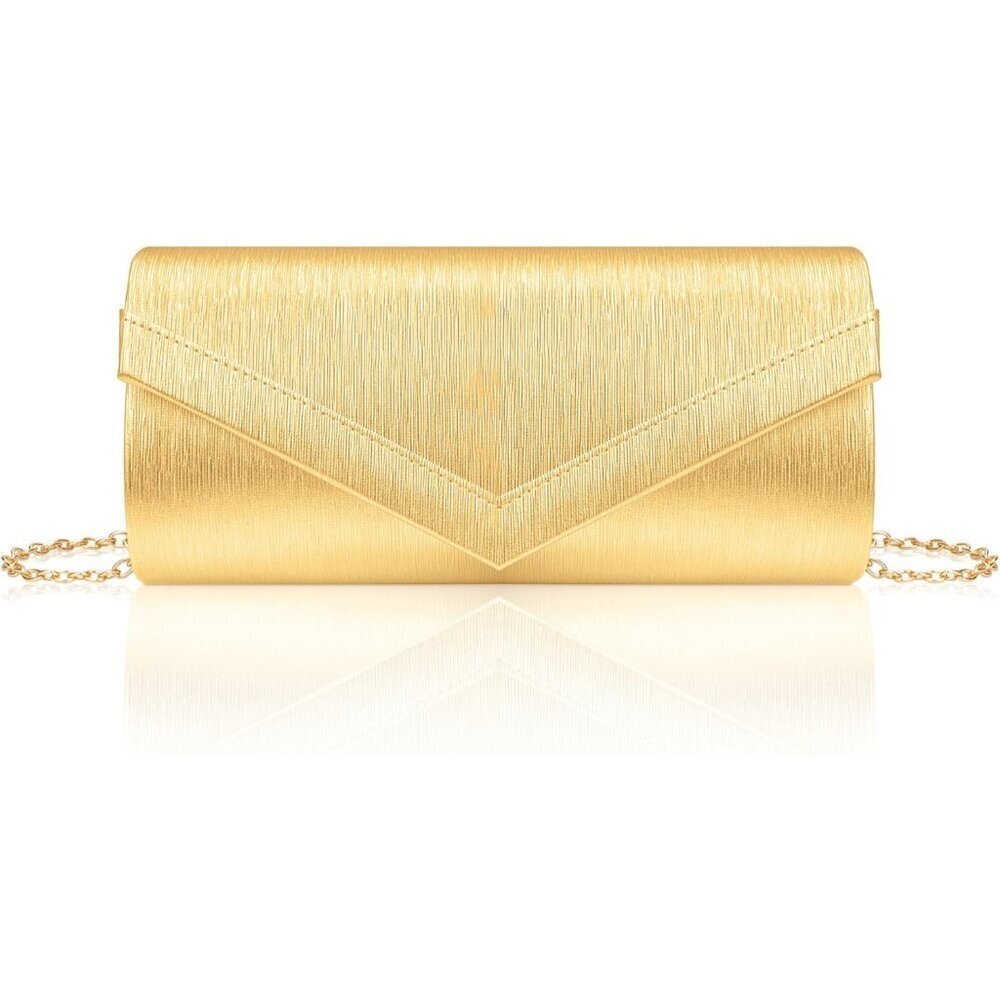 🆕Women Gold PU Leather Evening Handbag, Envelope Clutch Purse w/Chain for Date